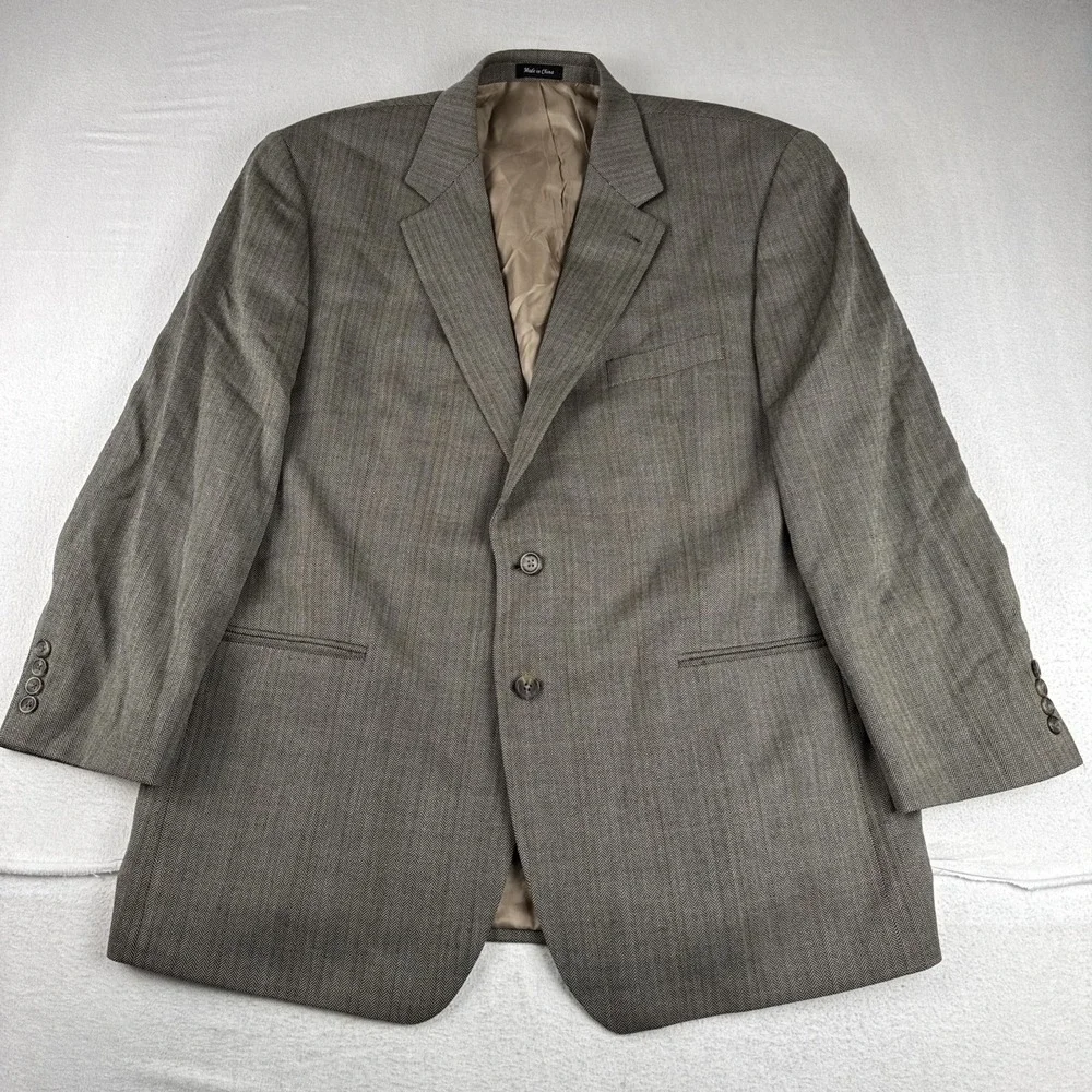 Lauren Ralph Lauren Mens Brown Gray Herringbone Sport Coat 46R Wool